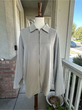 Vintage SQWear Sportswear Light Gray Full-Zip Collared Jacket